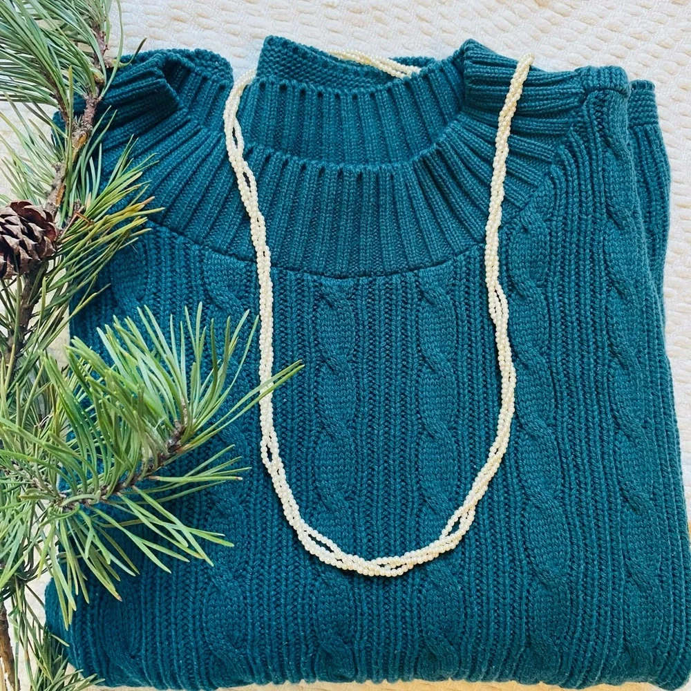 Vintage forest green mock neck sweater - Picture 7 of 8